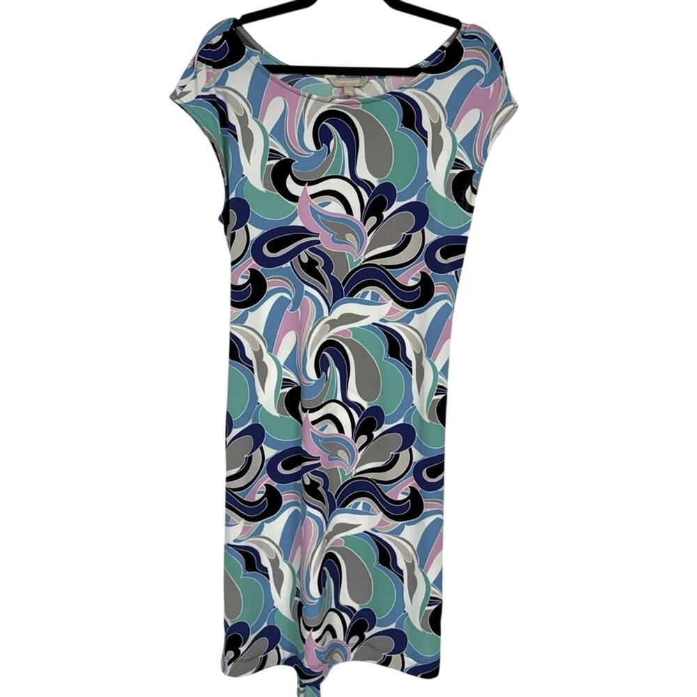 Banana Republic Psychedelic Print Shift Dress Womens M Multi Color Stretch